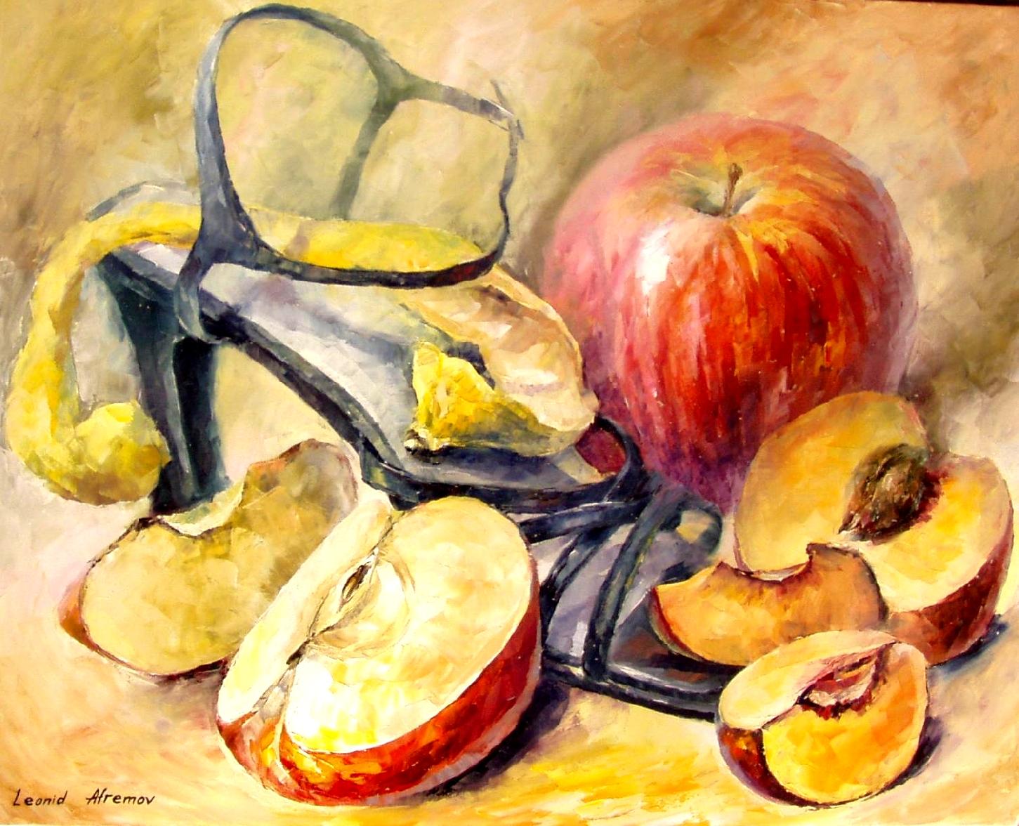 1451x1176 Fruits 3 Palette Knife Oil Still Life Painting On Canvas By - Painting With Fruit