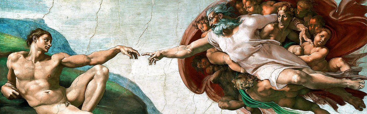 1200x375 Pop Crave On Twitter Ariana Grande Pays Homage To Michelangelo'S - Painting With God And Adam