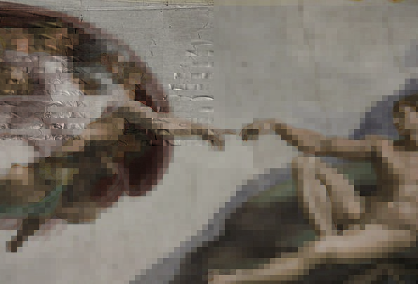 595x405 The Creation Of Adam, Sistine Chapel, Fresh In, Painted, Tinted - Painting With God And Adam