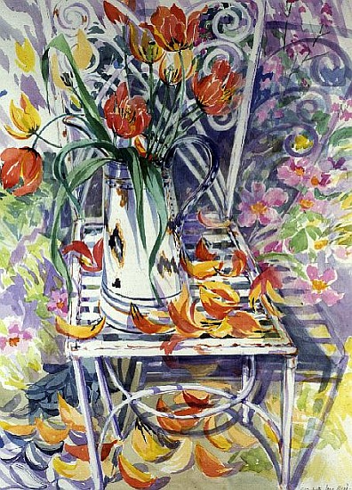 396x550 Garden Chair And Poppies - Painting With Jane Poppies