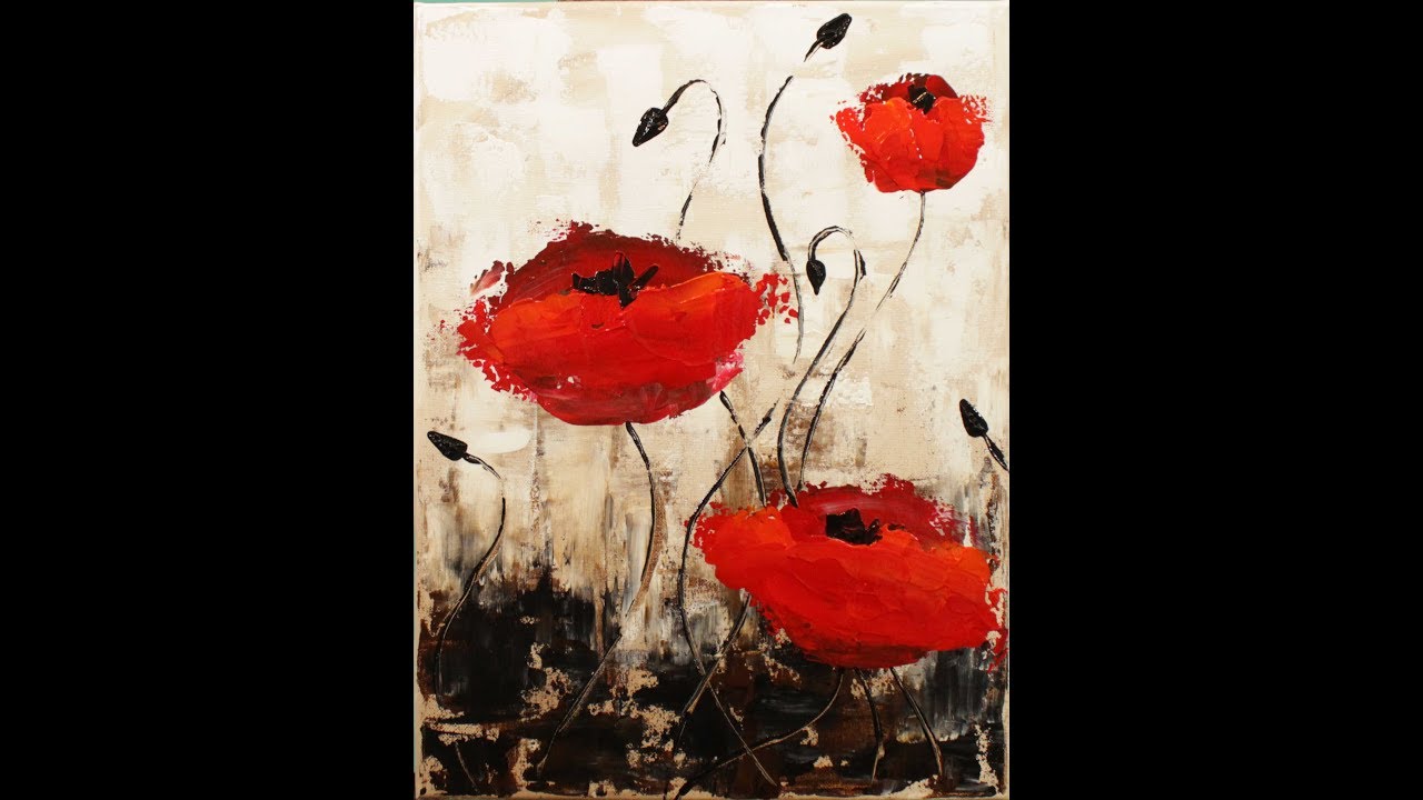 1280x720 Impressionist Poppies Step By Step Acrylic Painting On Canvas - Painting With Jane Poppies