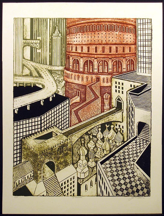 545x720 John Ross Coliseum Signed Numbered Collagraph Art Print City - Painting With Jon Ross