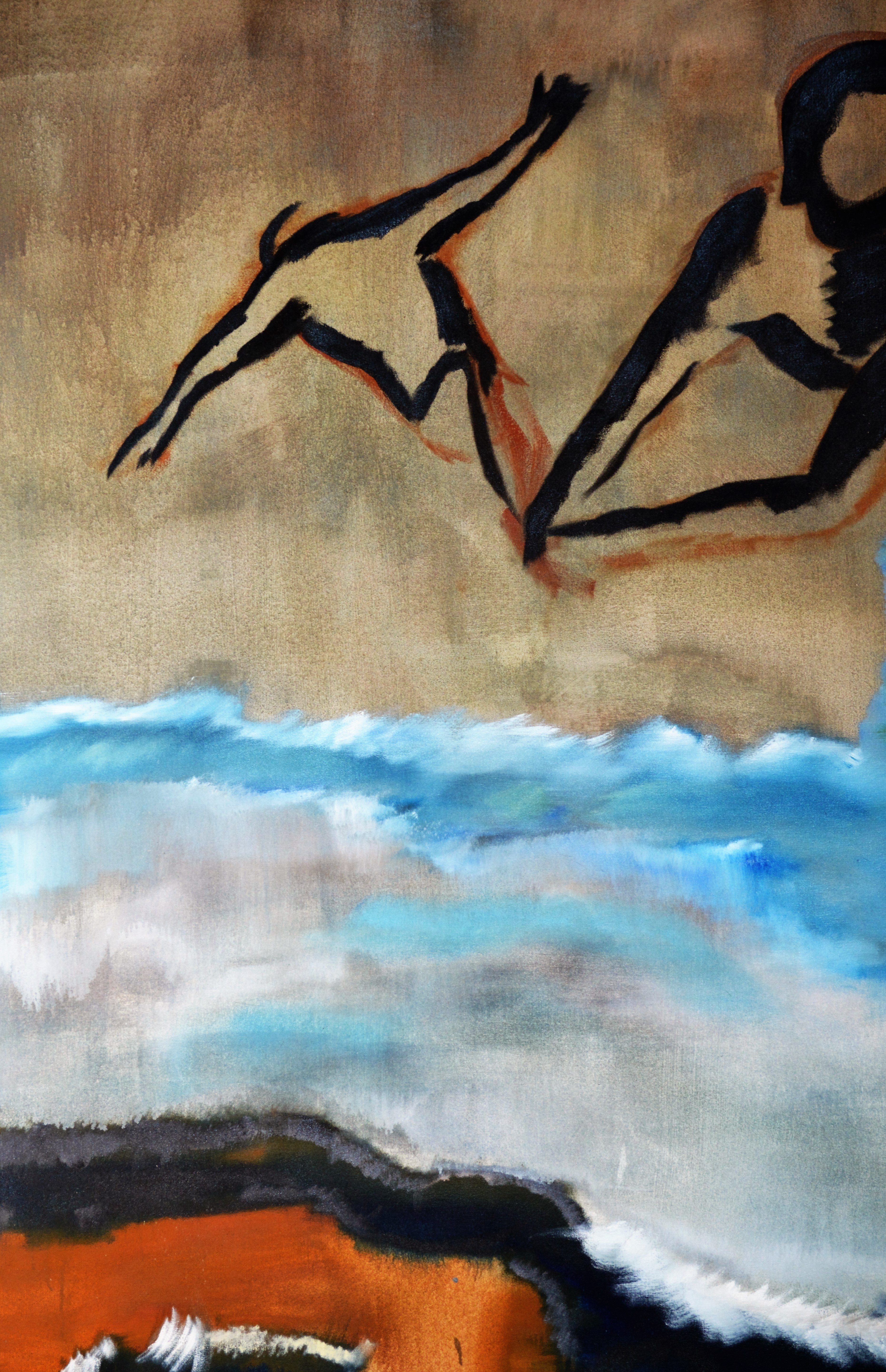 3727x5769 Laurie Rubell Abstract Oil On Canvas Leak 42x72 - Painting With Leak