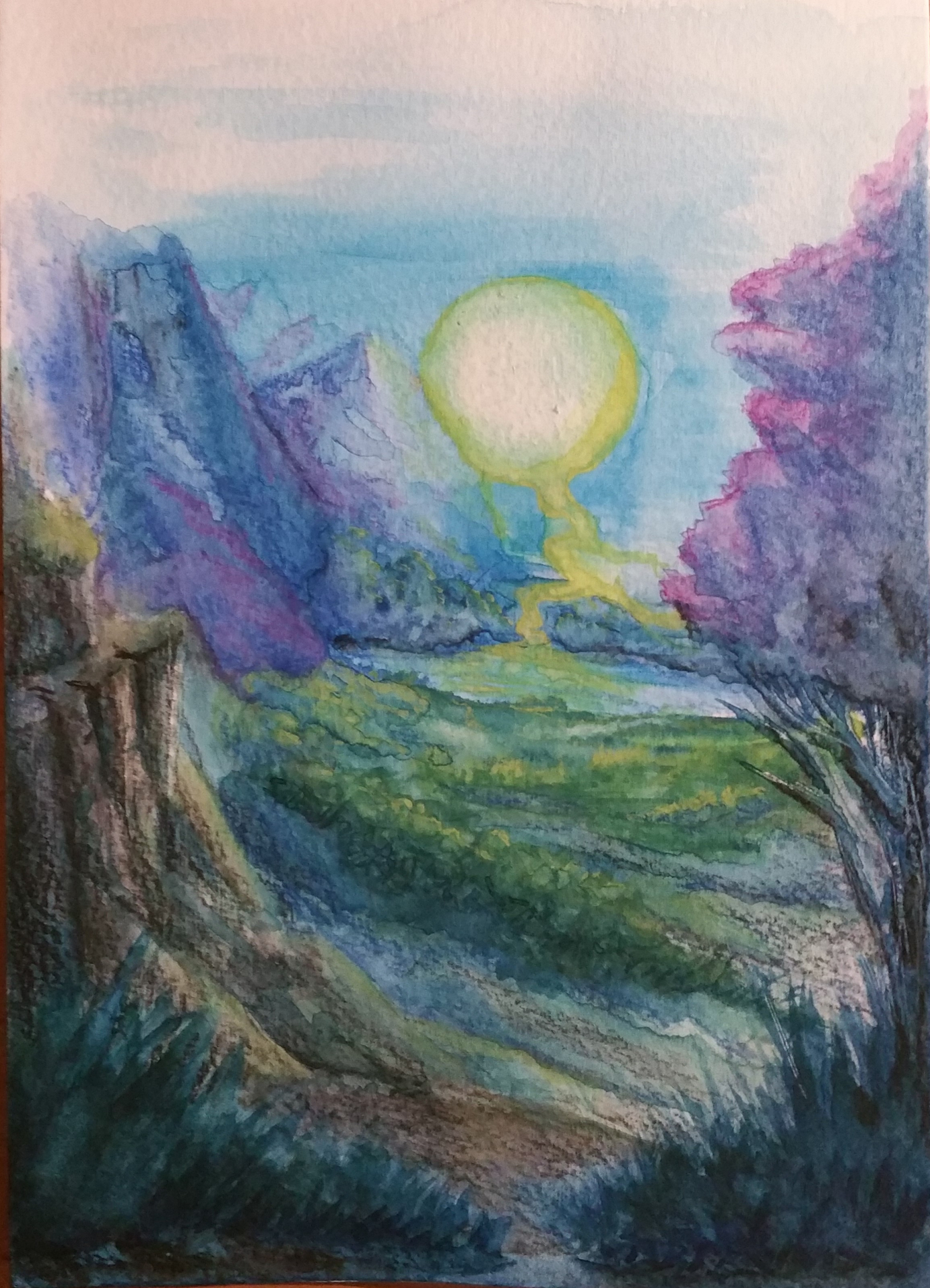 1381x1912 Sun Leak, Watercolor Paint Amp Pencils - Painting With Leak