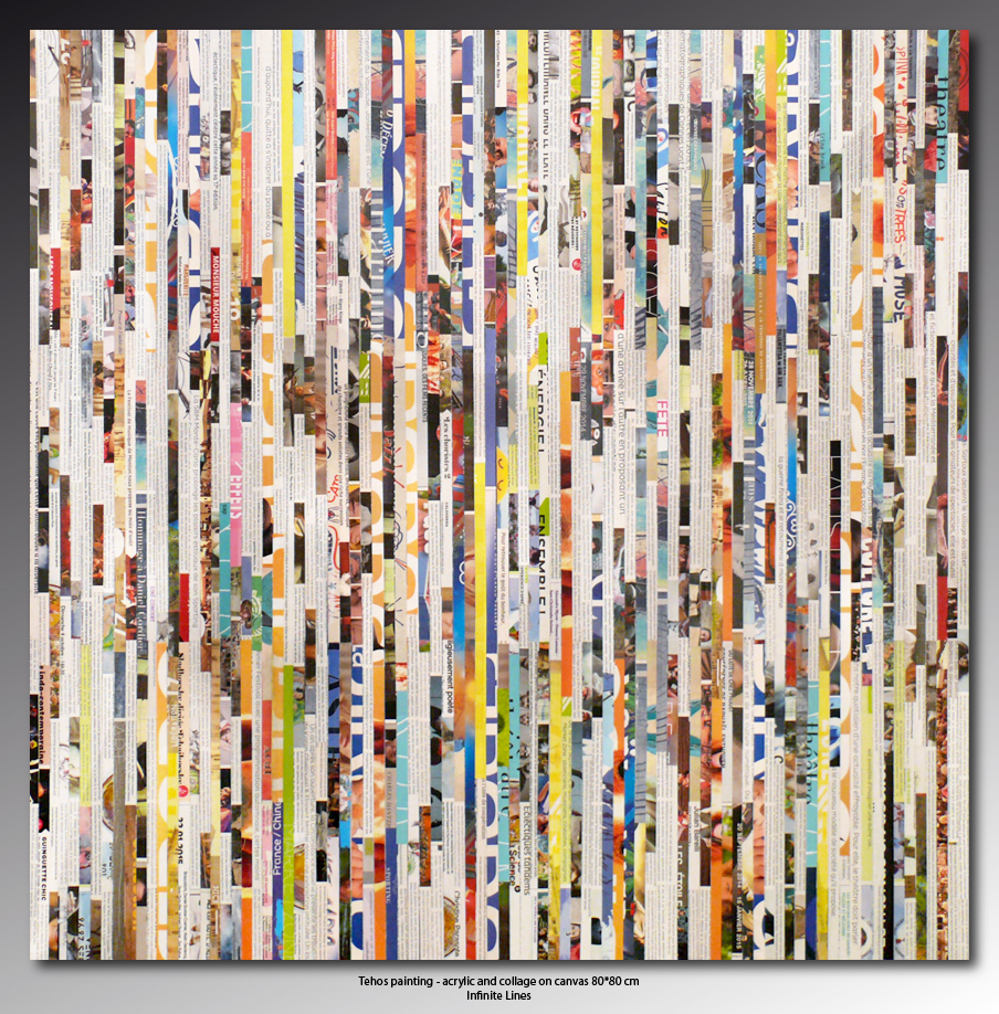904x918 Tehos Painting Acrylic And Collage On Canvas 8080 Cm Infinite - Painting With Lines