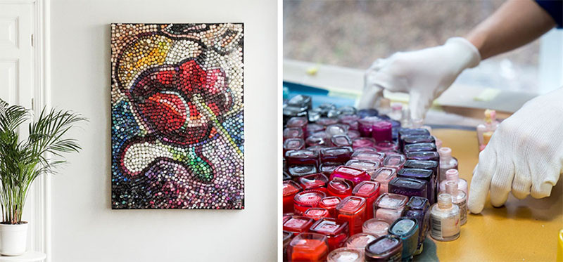 800x373 See How This Artist Creates Artwork From Used Nail Polish Bottles - Painting With Nail Polish On Canvas