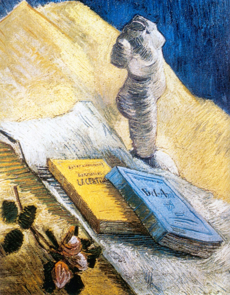 801x1024 Still Life With Plaster Statuette, A Rose, And Two Novels Vincent - Painting With Plaster