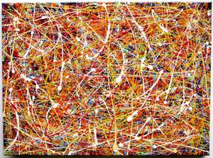 300x223 Drip Splash Abstract Expressionist Painting With Yellow - Painting With Red