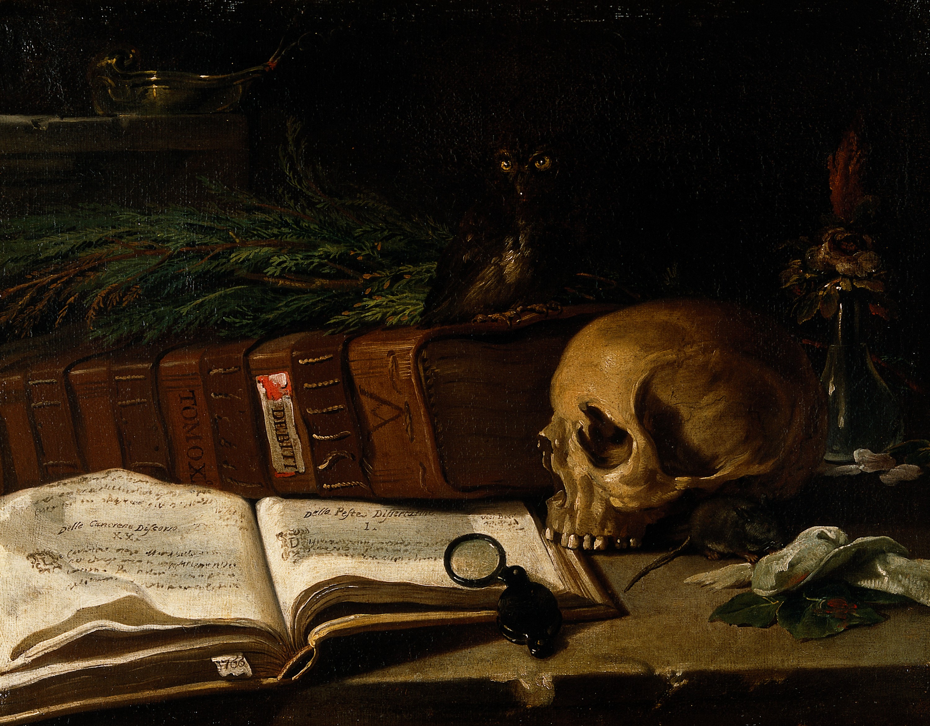 2999x2340 Filestill Life With A Skulld Medical Book. Oil Painting By - Painting With Skull