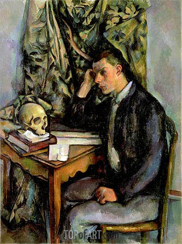 370x496 Boy With Skull Cezanne Painting Reproduction 699 Topofart - Painting With Skull