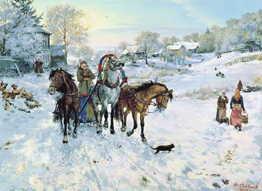 864x630 Yuri Sergeyev. Winter Troika. 2001 Art And Faith - Painting With Troika