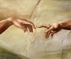236x196 Leonardo Da Vinci Art Michael Angelo, Michelangelo - Painting With Two Fingers Touching