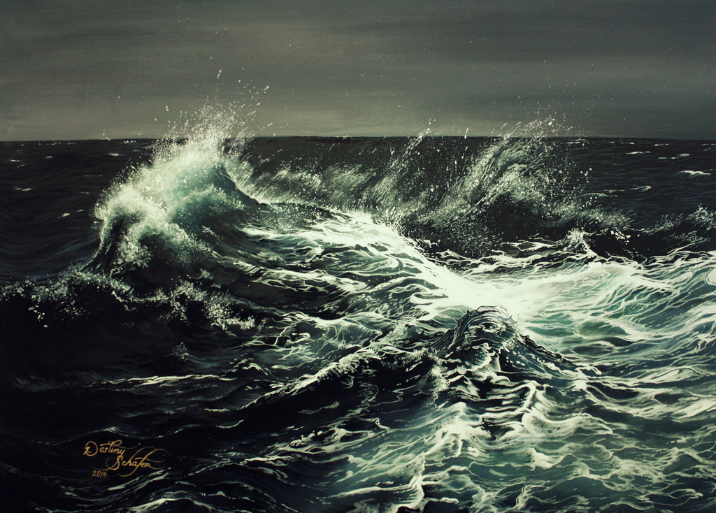 1024x734 Waves Painting By Straewefin - Painting With Waves