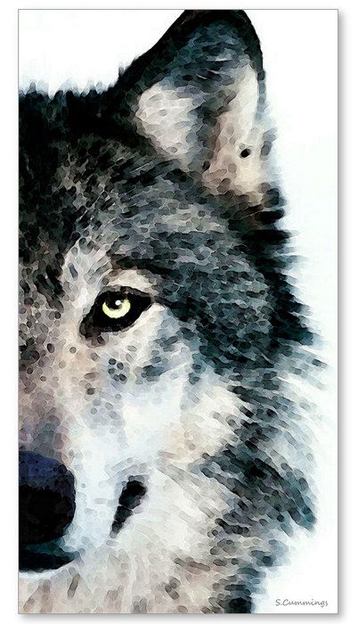 402x700 Wolf Art Print Painting Wolves Timber Woods Gray Brown Animals - Painting Wolf