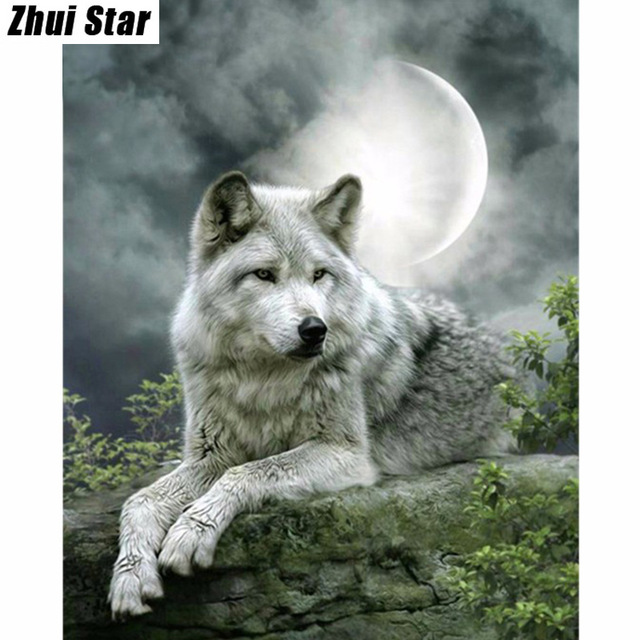 640x640 5d Diy Diamond Painting Wolf Embroidery Diamond Painting Cross - Painting Wolf