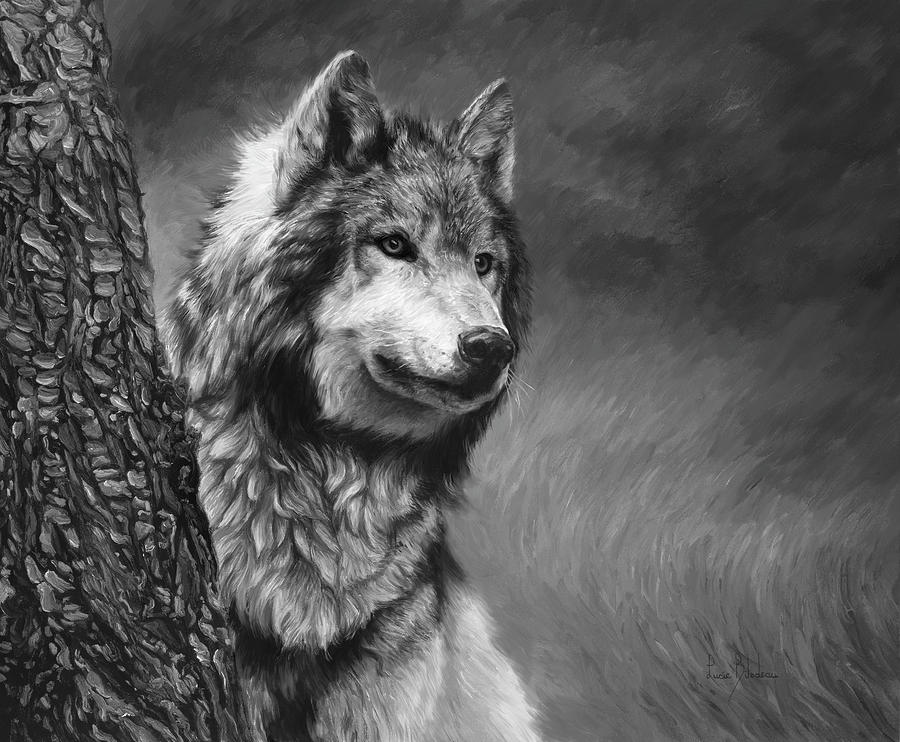 900x742 Gray Wolf - Painting Wolf