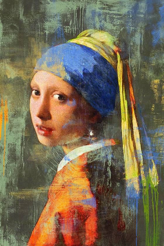 561x842 Aluminum Painting Girl With The Pearl Modern 80x120cm - Painting Woman