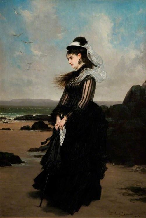 Painting Woman In Black Dress