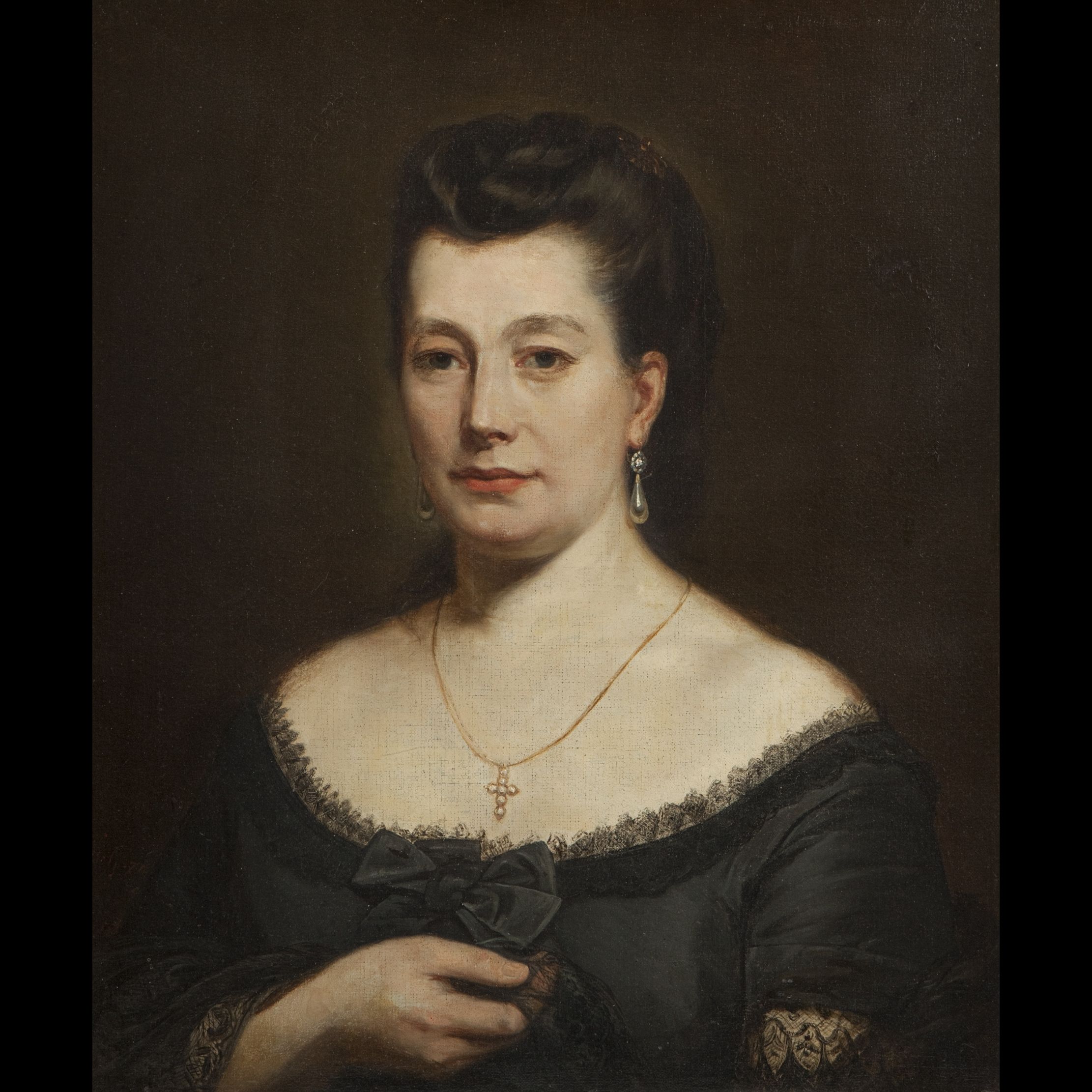 2222x2222 Gabriel Golse. Portrait Of Lady With Black Dress, Painting - Painting Woman In Black Dress