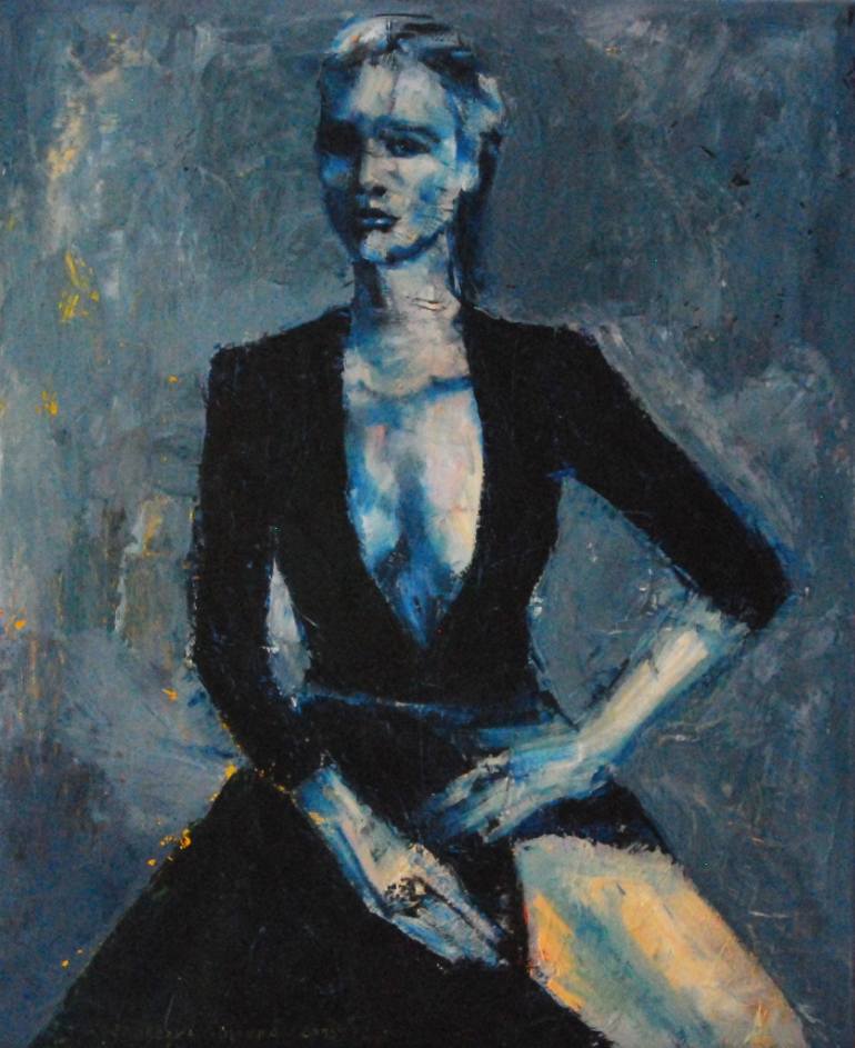 770x943 Saatchi Art Woman In A Black Dress Painting By Anna Zawadzka Dziuda - Painting Woman In Black Dress
