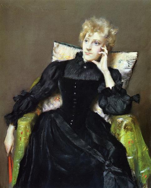 482x600 Seated Woman In Black Dress, 1890 - Painting Woman In Black Dress