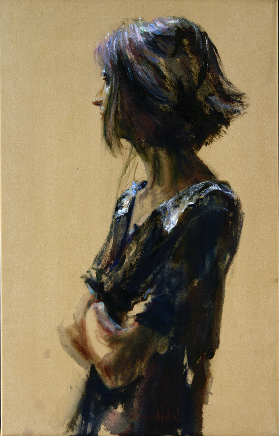 567x886 Paintings Sam Drukker - Painting Woman In Black Dress