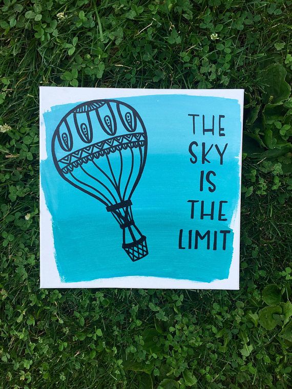 570x760 The Sky Is The Limit Hot Air Balloon Canvas Quote Painting - Painting Words On Canvas