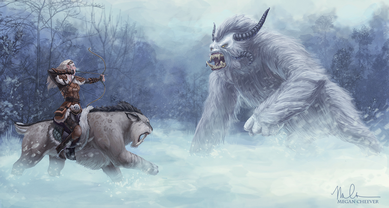 1280x684 The Huntress And The Yeti By Megillakitty - Painting Yeti