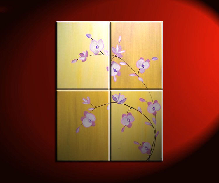 750x627 Large Acrylic Orchid Painting Zen Asian Yellow Golden Warm Colors - Painting Zen