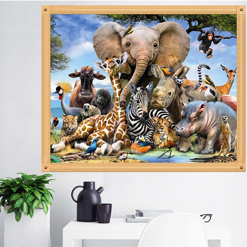 800x800 Zoo Elephant Animal 5d Diamond Embroidery Painting Cross Stitch - Painting Zoo