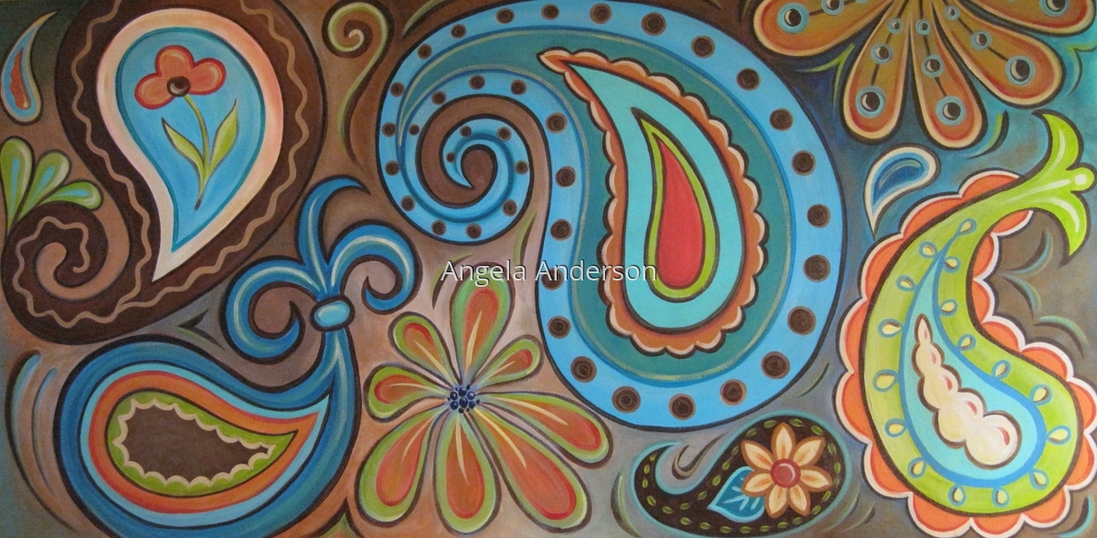 1200x589 Painting Funky Paisley (Original Art By Angela Anderson) - Paisley Painting