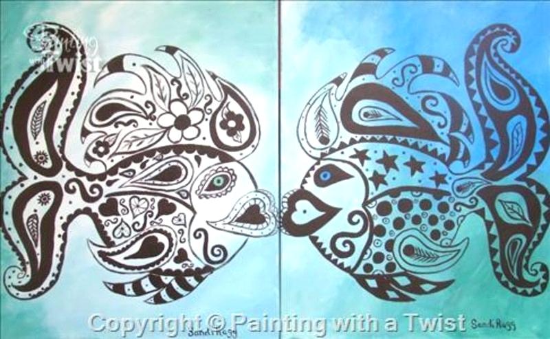 800x493 Paisley Painting Painting With A Twist Paisley Fish Couples - Paisley Painting