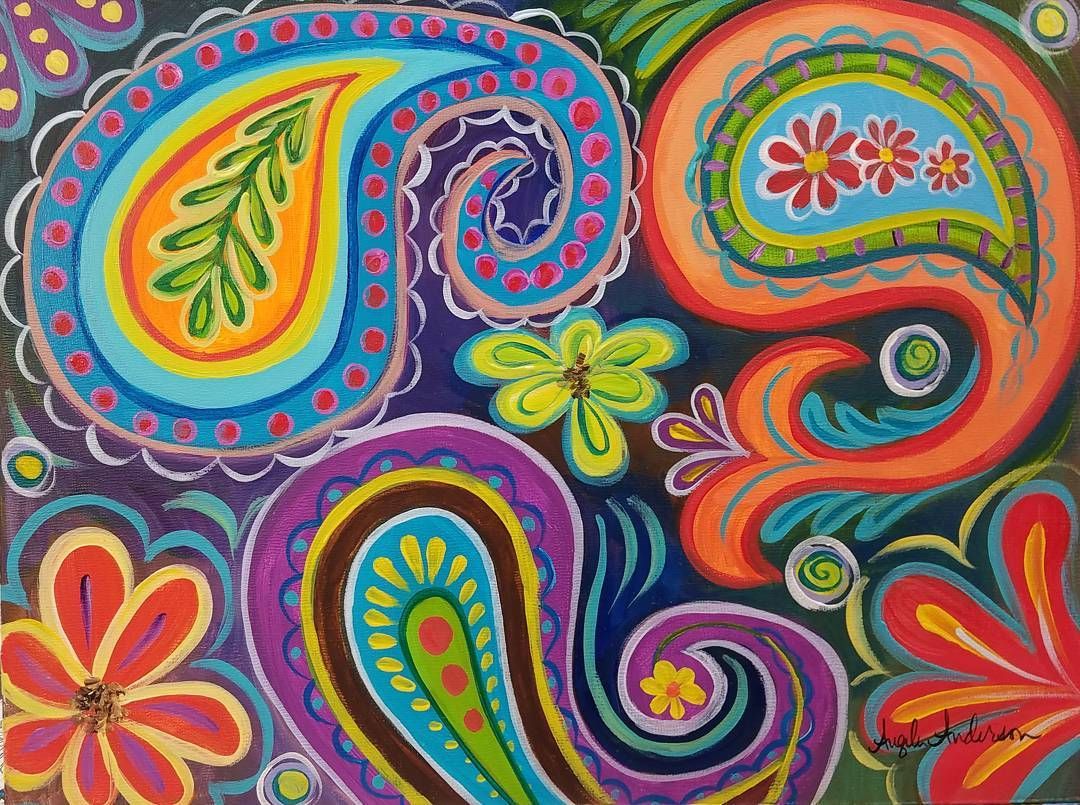 1080x805 Bohemian Paisley Acrylic Painting Tutorial By Angela Anderson - Paisley Painting