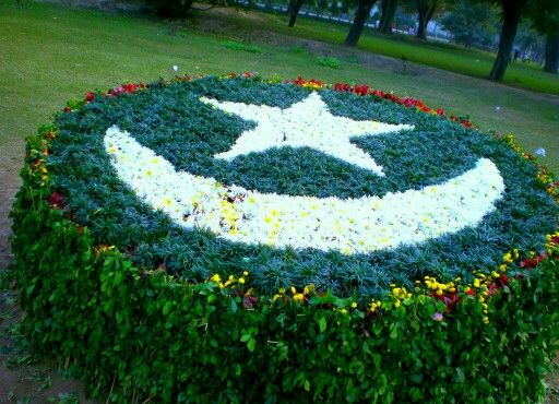512x370 Flowerbed Of Pakistani Flag. Crescent And Star. - Pakistan Flag Painting