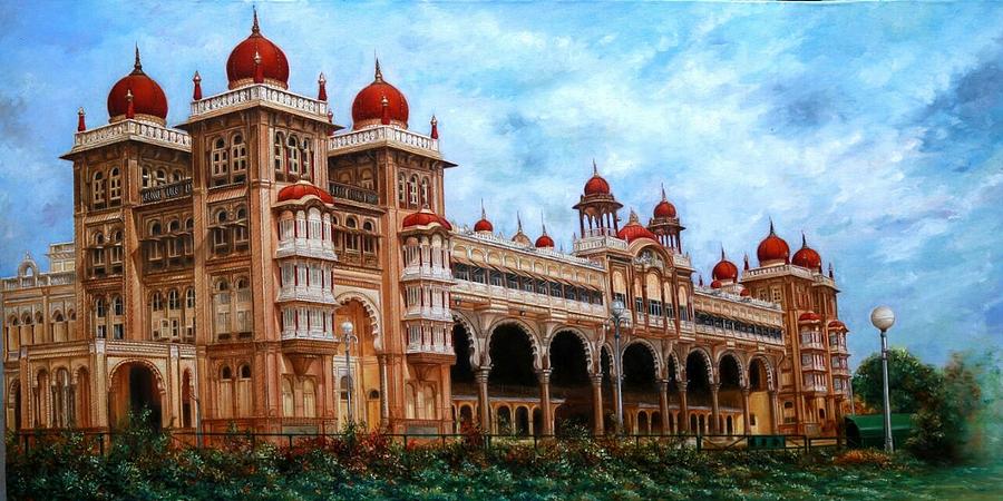 900x450 Mysore Palace Painting By Kurians Art Work - Palace Painting