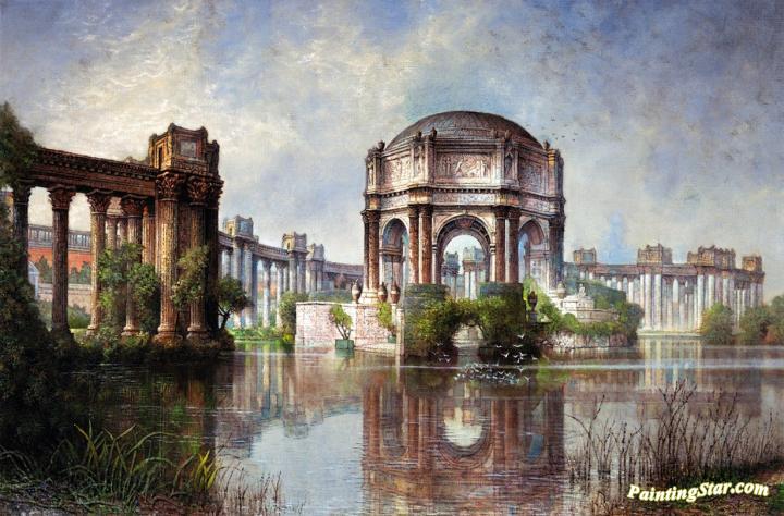 720x474 Palace Of Fine Arts And The Lagoon Artwork By Edwin Deakin Oil - Palace Painting