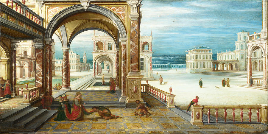 900x450 The Courtyard Of A Renaissance Palace Painting By Hendrick Van - Palace Painting