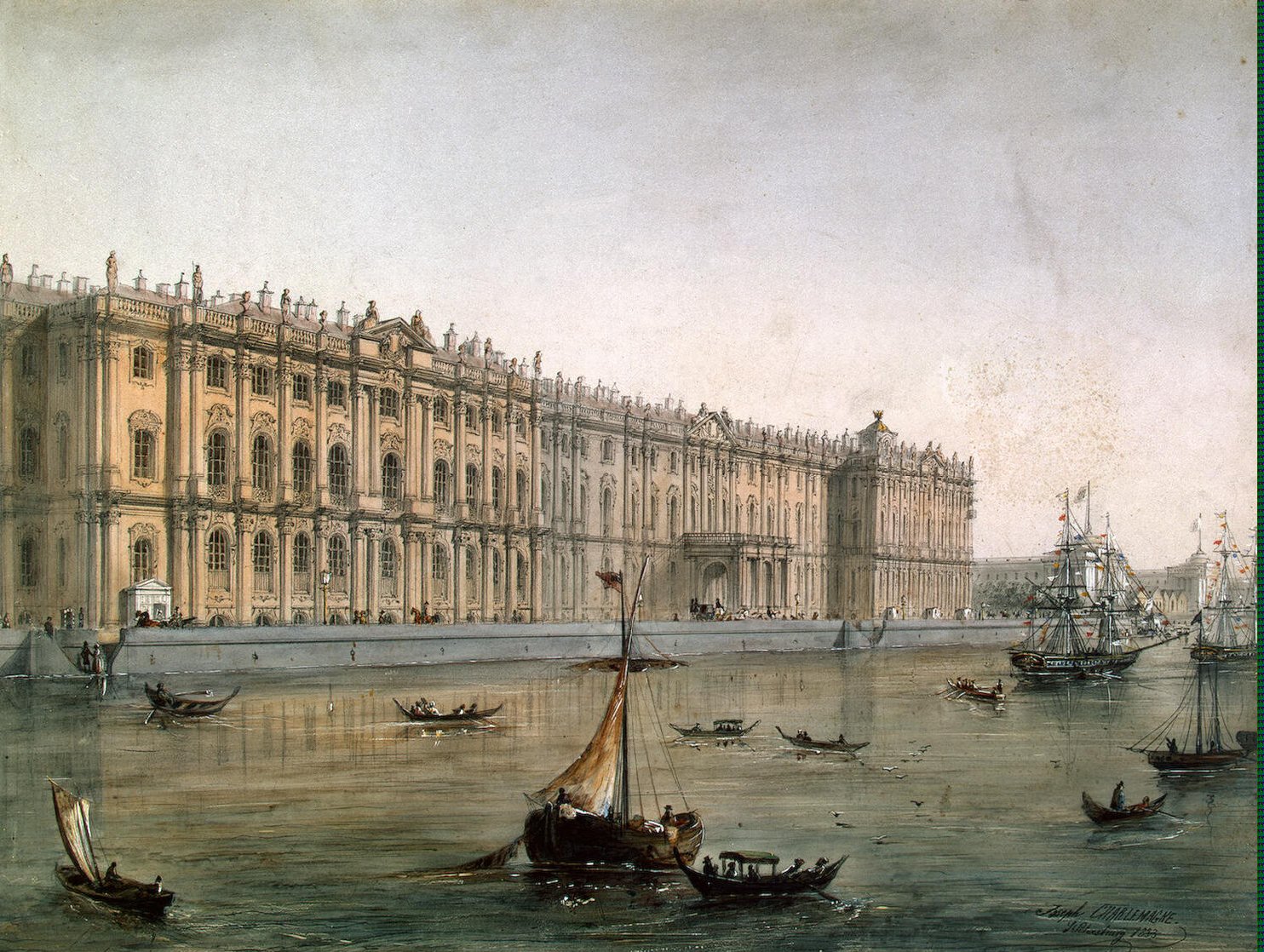 1484x1118 View Of The Winter Palace From The Neva River Painting - Palace Painting