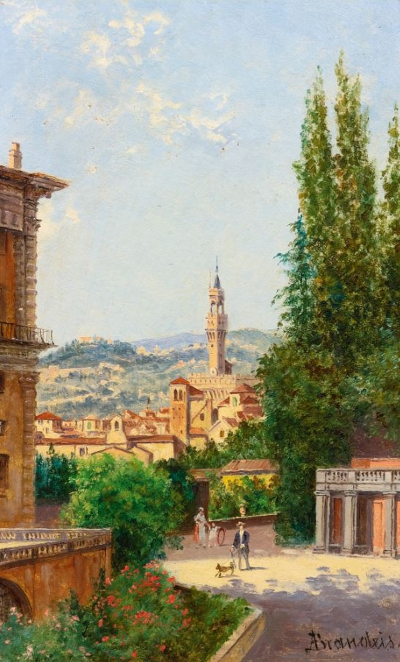800x1325 View Of Palazzo Vecchio From The Boboli Gardens, Florence Painting - Palazzo Painting