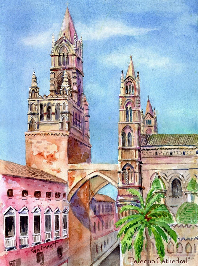 669x900 Palermo Cathedral Painting By Kathleen Gwinnett - Palermo Painting
