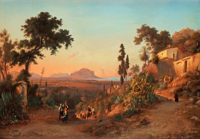 800x555 The Road From Pellegrino To Palermo Painting Gustaf Wilhelm Palm - Palermo Painting
