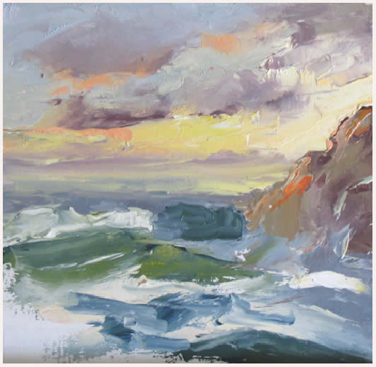 532x519 Palette Knife Seascape Painting Demonstration - Palette Knife Landscape Painting