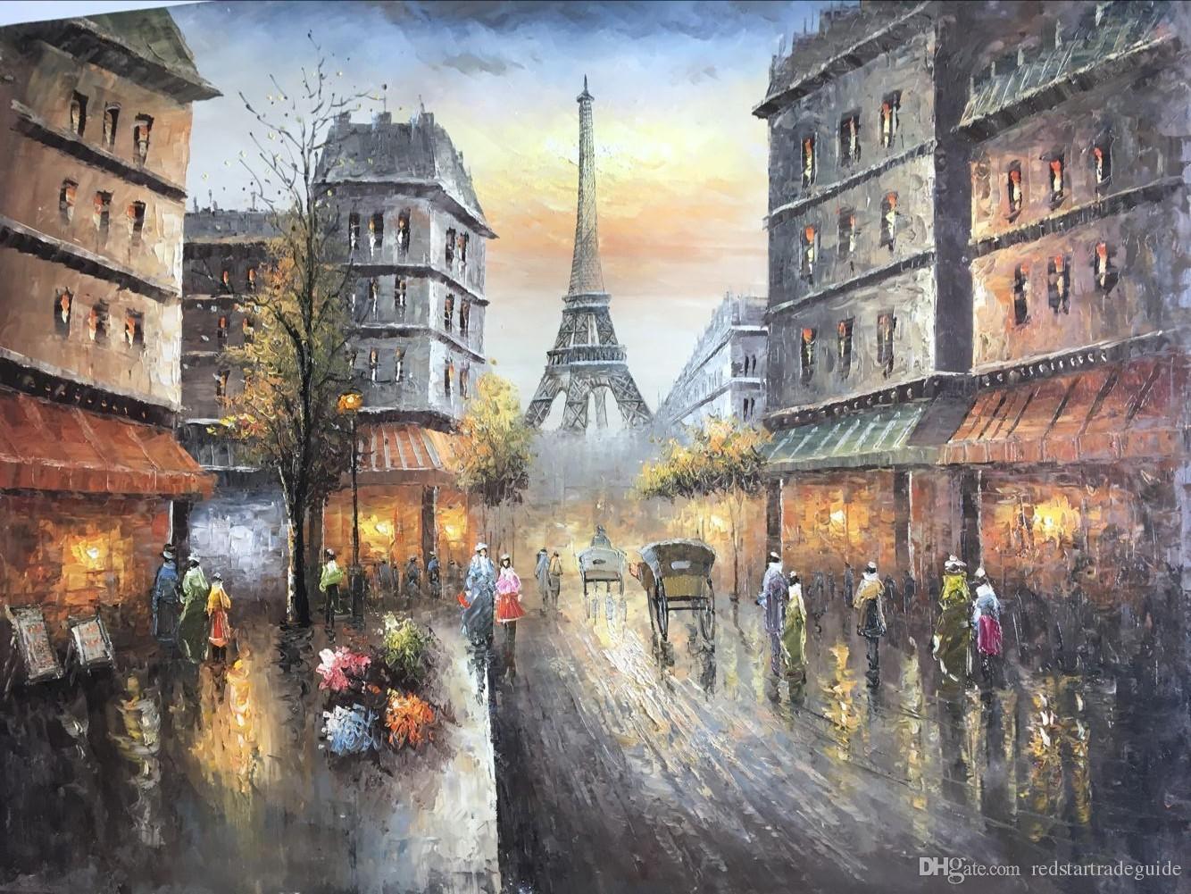 1334x1001 Paris Street Painting Palette Knife Oil Painting On Canvas Bay - Palette Knife Oil Painting