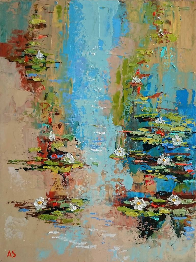 770x1029 Saatchi Art White Lilies Palette Knife Oil Painting, Floral - Palette Knife Oil Painting