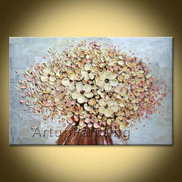 640x640 Flower Hand Painted Wall Painting Palette Knife Wild Flower - Palette Knife Oil Painting On Canvas