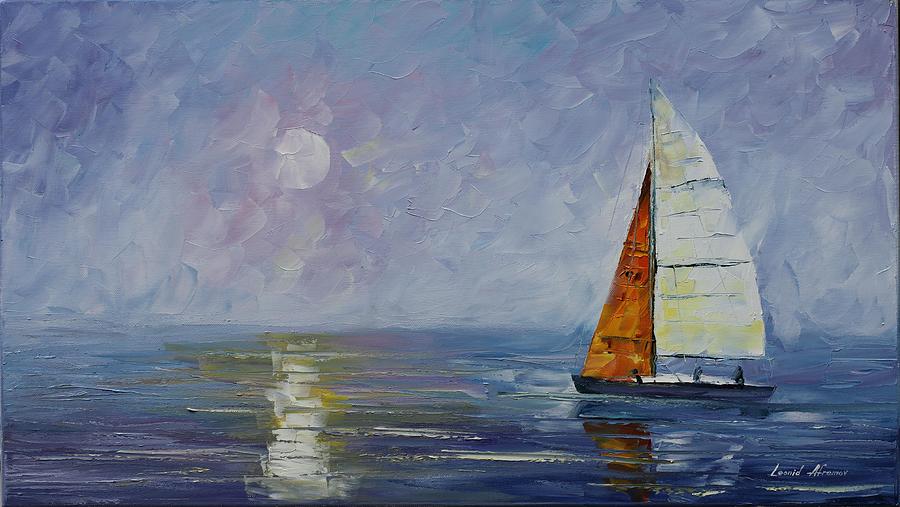 900x507 White Sail - Palette Knife Oil Painting On Canvas
