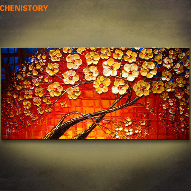 640x640 Unframed Colorful Red Flower Hand Painted Palette Knife Painting - Palette Knife Painting