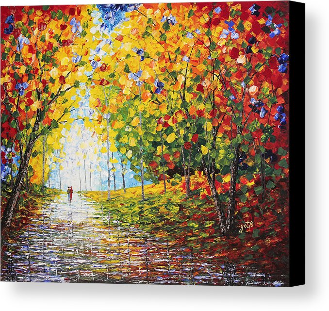 678x641 After Rain Autumn Reflections Acrylic Palette Knife Painting - Palette Knife Painting Acrylic