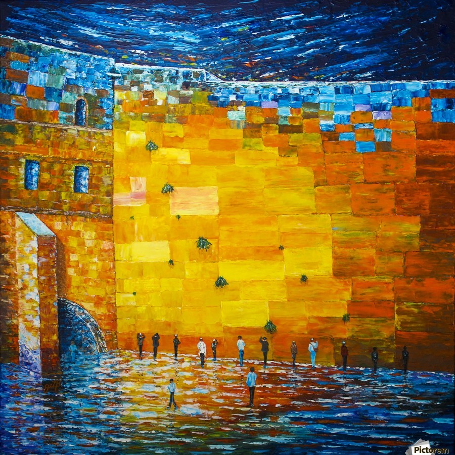 900x900 Jerusalem Wailing Wall Original Acrylic Palette Knife Painting - Palette Knife Painting Acrylic