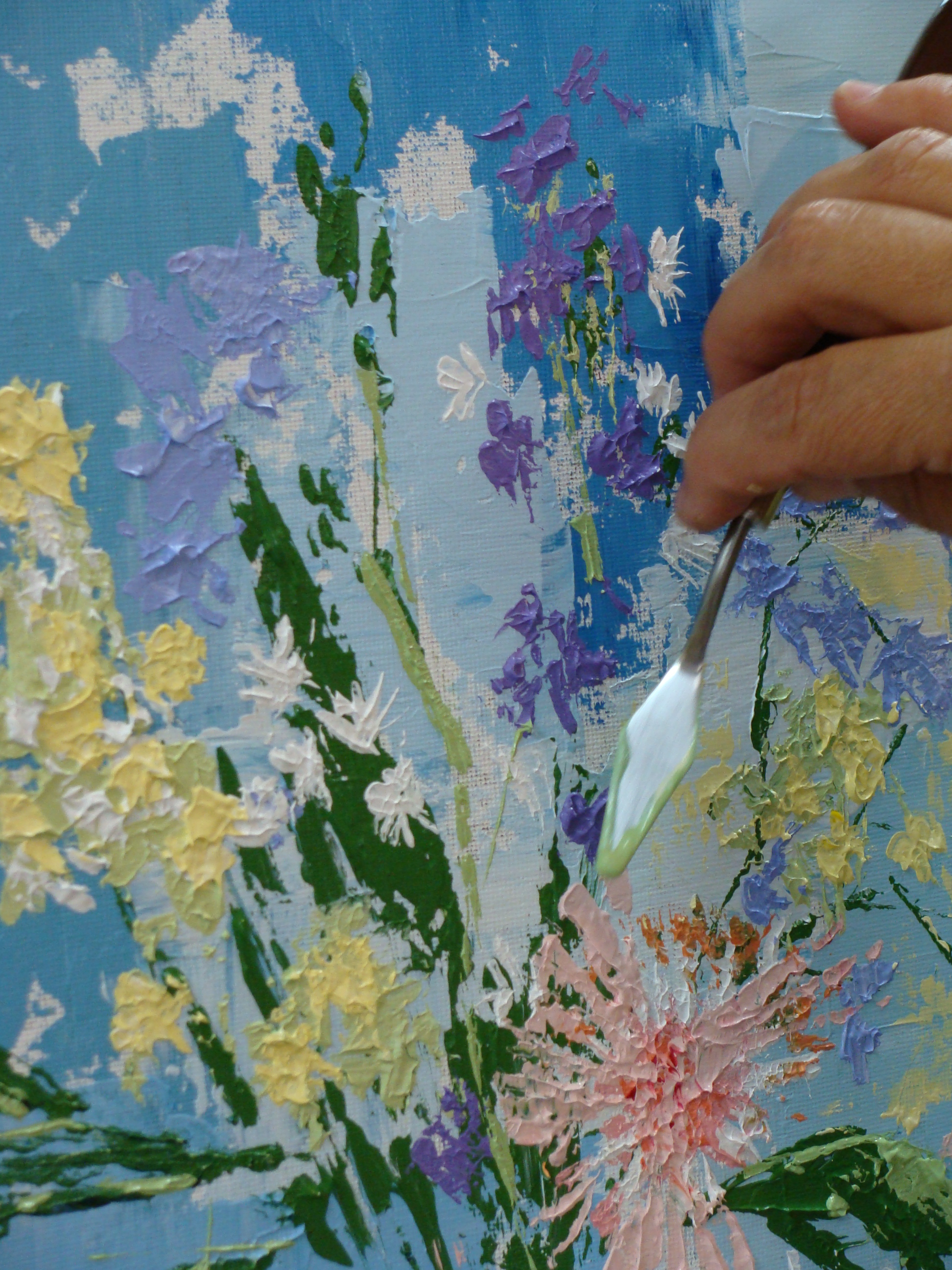 1944x2592 Tisha Wood Using A Palette Knife To Paint In Acrylics Weekly Art - Palette Knife Painting Acrylic